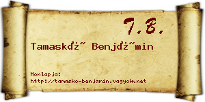 Tamaskó Benjámin névjegykártya